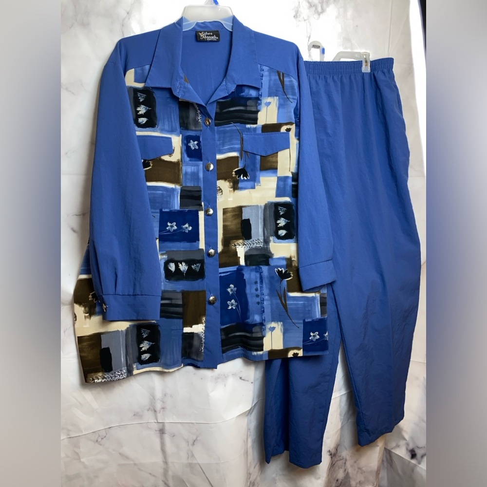 Silver Threads Abstract Print Button Up Dress Shirt & Pants Set - Picture 2 of 15